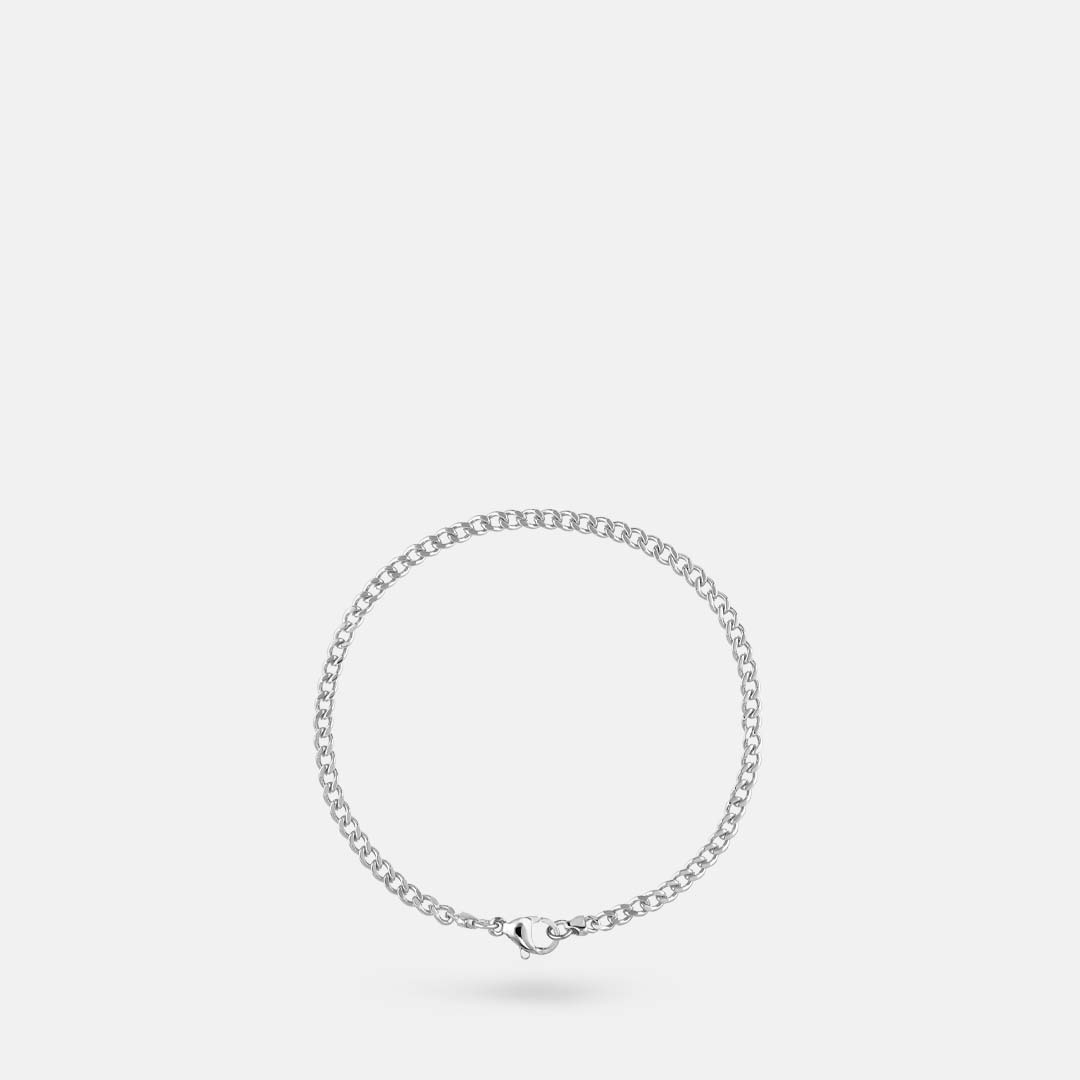 Lille Forsølvet Panserarmbånd, 3mm Bredde